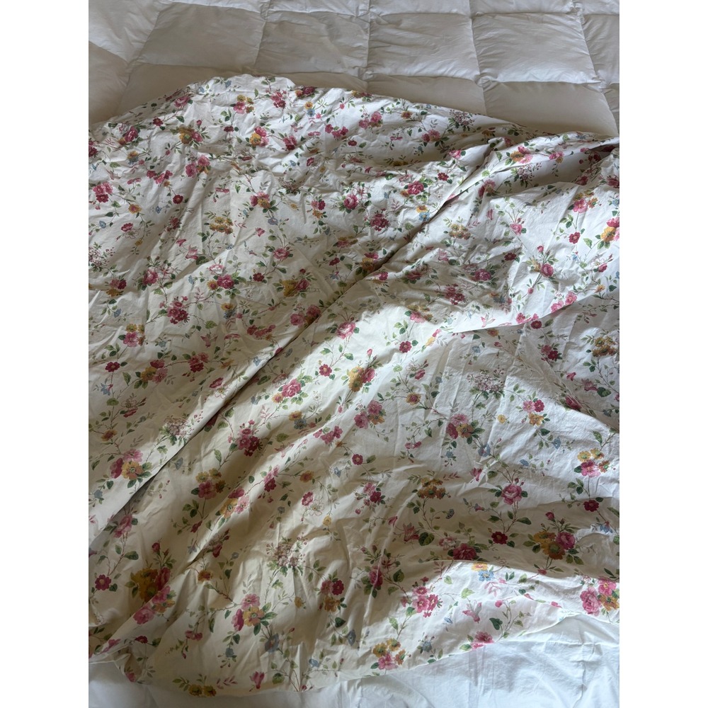 Ralph Lauren Floral Fitted Sheet Queen Cotton Pink Rose Cottagecore Vintage